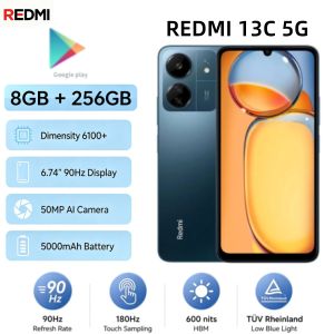 Redmi | 2026 new Redmi 13C 5G Smartphone 8GB+256GB Dimensity 6100+ 50MP AI Camera 90Hz Eye-Care Display 5000mAh Battery MIUI 14