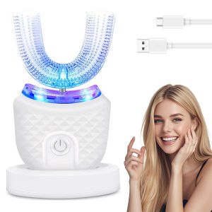 Teeth Whitening Light U-Shaped Sonic Wireless Toothbrush 360° Ultrasonic Lazy Automatic Adult Electric Silicone Toothbrush Kit