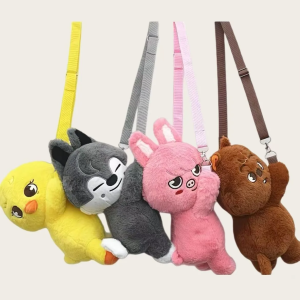 Juguetes de Peluche Muñecos de Peluche de Animales de Dibujos Animados como Lobo Oso Zorro y Pato Mochila Bolsa de Mensaje