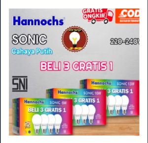 Lampu LED Bohlam Hannochs SONIC LED Bulb 10w Paket Beli 3 Gratis 1