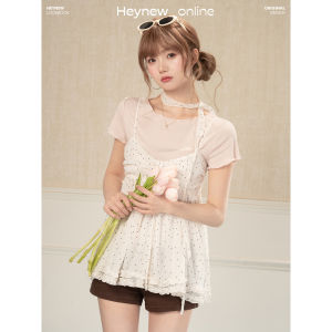 loveheynew | Bộ Áo Thun Tròn Cổ Hồng + Dây Chấm Bi Đa Năng