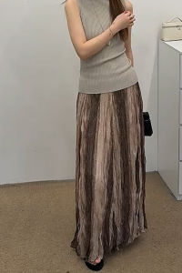 MANMI | Chân Váy Maxi Nếp Li Pháp Cổ Điển