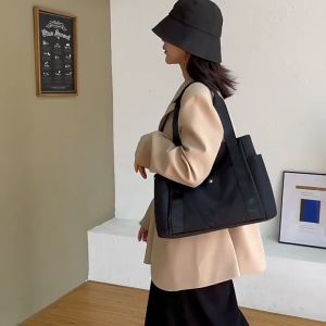 HIGH CAPACITY HANDBAG PLAIN BIG NYLON TOTE BAG HAND CARRY BAG HANDLE BAG SHOULDER BAG BEG TANGAN WANITA (GSL-013)