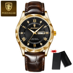 Poedagar นาฬิกาข้อมือผู้ชายนาฬิกาข้อมือแฟชั่นสำหรับผู้ชาย 615P + กล่องนาฬิกา