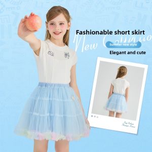 Gradient Short Skirt for Girls Breathable Comfortable Elegant
