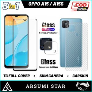Promo Paket 3in1Tempered Glass Ceramic Matte Anti Spy OPPO A15 / A15 S Anti Gores Pelindung Layar Ceramic Matte Anti Spy Bonus Garskin Carbon + Skin Camera