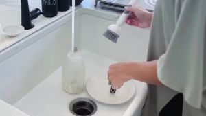 【G】Electric Long Handle Dish Brush With Soap Dispenser Rotating Bristles For Kitchen Pot Sink Washing