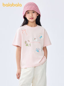 balabala Children Short Sleeve Tshirt Girl 2025 New Summer Wear Cartoon Print Quick Dry