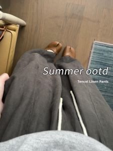 YISOF | Breathable Lightweight High-Waist Flattering Drape Linen Pants for Petite Women