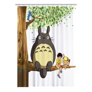 Cartoon Totoro Bathroom Polyester Shower Curtain Cloth Partition Curtain Thickened Waterproof Mildew-Proof Portiere Curtains Free Ring