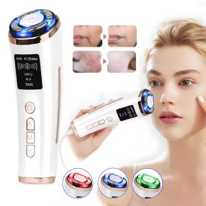 Máy Mát Xa Trẻ Hóa Da Mặt Bằng Sóng Siêu Âm Tần Số Cao Với Ánh Sáng Đỏ/xanh EMS Làm Săn Chắc Da - Trắng Ngọc Trai