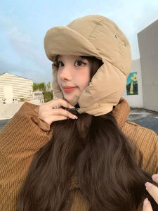 Hat Female Autumn and Winter Outdoor Windproof down Ear Protection Flight Helmet Baotou Heattech Riding Electric Car Skiing Ushanka