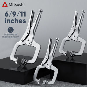Mitsushi 11Inches C Clamp Vise Grip Tools Multi Functional Locking C-Clamp Pliers with Round Mouth and Blade Flat Mouth Straight Mouth Clamping Pliers Labor-Saving Pliers Quick Clamping C-Shaped Pliers