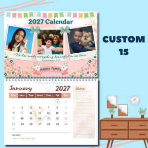 2027 Calendar Personalized Calendar | A5/A4/A3 Minimalist | Wall Calendar | Desk Calendar | Customized