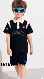 Hokids.co Baju Anak Kaos Polo Hitam Cream HKDS LOGO Tshirt Trendy | HKDSPOLOSHIRT003