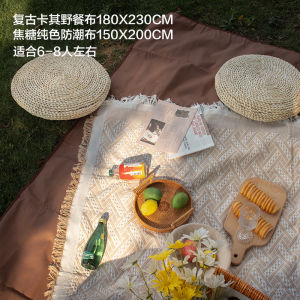 French Ins Style Waterproof Moisture Proof Camping Picnic Mat Outdoor Travel Rug Vintage Wind White Color for Spring Outing