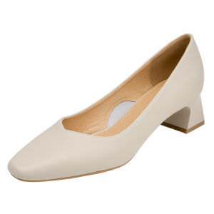 LIQIXIEFANG | Comfy Soft Cowhide Square-Toe Low Heel Single Shoes