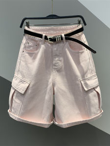 High Waist Wide Leg Denim Capri Pants Womens Loose Slimming Cuffed Pocket Workwear Summer New Arrival Casual Fashion