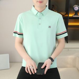 HENGYUANXIANG | Hengyuanxiang Mens Short Sleeve Polo Shirt Fashionable Turn-down Collar Paul T-shirt Standard Fit Ice Silk Summer New Arrival