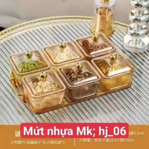 Khay mứt mika set 6 hộp kèm khay