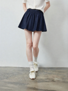 Toyouth | Summer New Style Black and Blue Double Color Spliced A-Line Mini Skirt