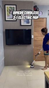 Cordless Electric Mop Spin Scrubber with 300ml Spray Floor Cleaning Brush Rechargeable Battery Mop 800 RPM + LED Light