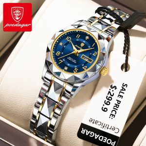 POEDAGAR Genuine Ladies Watch Stainless Steel Strap Luminous Calendar Waterproof 782