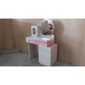 (Free Install) Furnimall Premium Quality Meja Solek Led Mirror Dressing Table Makeup Table/奶油风梳妆台