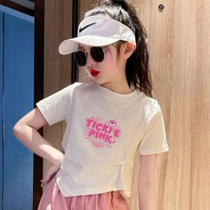 เสื้อยืดแขนสั้นผ้าฝ้ายบางสำหรับเด็กผู้หญิง ทรงเข้ารูป ทรงเข้ารูป ลายการ์ตูน ฤดูร้อน 2025 แขนสั้น ปกติ คอกลม แขนสั้น