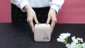 Small Portable Creative Travel Jewelry Box with Mirror Storage Case Organizer for Rings Earrings Necklaces