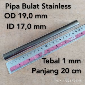 Pipa Bulat Stainless OD 190 mm ID 170 mm Tebal 1 mm Panjang 20 cm