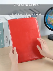 A3 A4 Paper Cover Speech Folder Red Diploma Cover PU Leather File Page Folder For Signing Contract