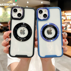 Kisscase Sang Trọng Armor Trường Hợp Trong Suốt Cho Magsafe Cho Iphone15 14 13 12 11 Pro Max Không Dây Sạc Rõ Ràng Mạ Ống Kính Bìa