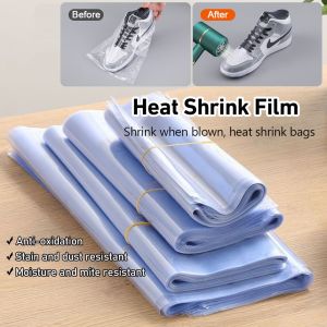 30Pcs Heat shrink Film Wrap Bag Sealing Packaging Box Gift Pvc Shoe Storage Bag Remote Control Book Hamper Plastic Protection Prevent Dust Storage