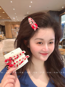 Red Polka Dot Hair Clip with Butterfly Knot Side Bun Clip Sparkling Rhinestone Hair Gripper Vintage Girls Heart Button Hair Clip