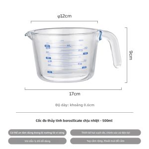 JTUTM | Cốc Đo Kính Chịu Nhiệt Dùng cho Thực Phẩm có Thước Đo