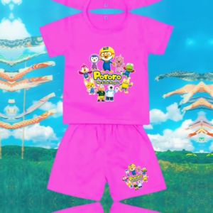 Setelan Anak Usia 1-8 Tahun Pororo Middle Lengan Pendek