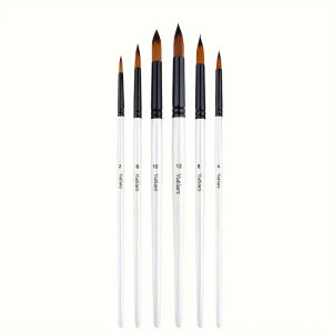 Bộ 6 Cọ Vẽ Nghệ Thuật Chuyên Dụng Cho Sơn Acrylic Dầu Màu Nước - Lông Nylon Cán Gỗ Dùng Cho Vẽ Thân Thể Mặt Đá Vải Bố