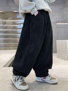 กางเกงกีฬาลำลองสำหรับเด็กชาย ฤดูใบไม้ร่วง ฤดูใบไม้ผลิ กางเกงวอร์มขาบาน ทรงหลวม ผ้าฝ้าย กางเกงขายาว เอวยางยืด