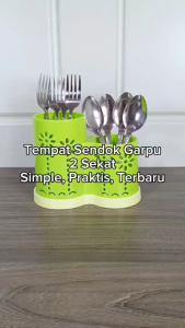 Tempat Sendok Garpu Penyimpanan Peralatan Makan Sendok Garpu 2 in 1 Bulat Genki Market