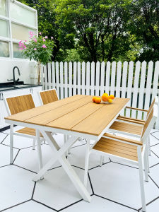 Outdoor Minimalist Modern Aluminum Plastic Table and Chair Set for Courtyard Sun Deck Garden Balcony Waterproof and Sun-Protective Furniture