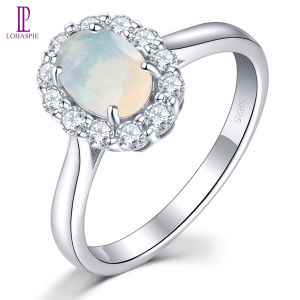 Lohaspie Jewelry Genuine Silver 925 Original Ring Natural Opal Rhodolite Garnet Ring Garnet Stone Ring Ladies Real Garnet Stone Ring Opal Birthstone Ring For Women Jewelry