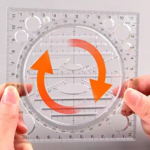 Polocat Multifunction Rotatable Ruler Drawing Template Art Design Architect Stereo Geometry Circle Drafting Measuring Scale Kawaii ruler