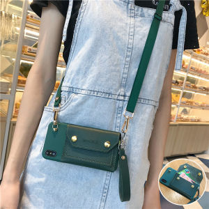 กระเป๋าใส่เหรียญสะพายข้าง ปกป้องโทรศัพท์มือถือ Apple 17 11 16e 14promax 12mini 15พร้อมสายรัด ป้องกันการตกหล่น Se2 กระเป๋าใส่บัตร 8plus สีเขียว