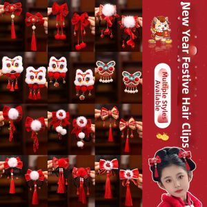 JIFANPAUL | Chinese Style Childrens New Year Hair Clips Red