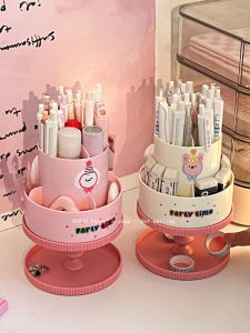 Creative Rotating Cake Pen Holder Large Capacity Multi-layer Desktop Office Supplies Storage Box Bookshelf Desk Organizer
