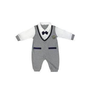 Baby Boy Romper Suit with Bow Tie for 1 Year Old Spring Autumn Winter Cotton Long Sleeve Britsh Style Clothes for Babies
