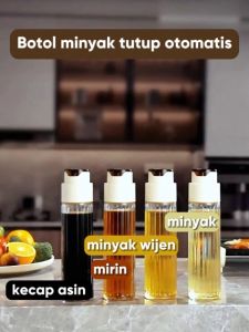 Angola Botol Minyak Kaca Tutup Otomatis E15: Wadah Penyimpanan Minyak/Kecap/Bumbu
