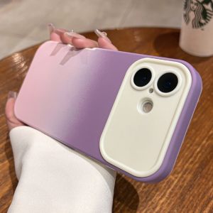 Large Window Candy Color Gradient Soft Phone Case For IPhone 17 16 15 Pro Max 17 16 Pro 17 Liquid Silicone Shockproof Back Cover