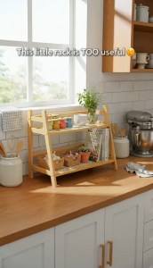 2 Tier Bamboo Storage Rack Rak Simpanan Buluh Organizer Dapur Coffee Corner Vanity Shelf